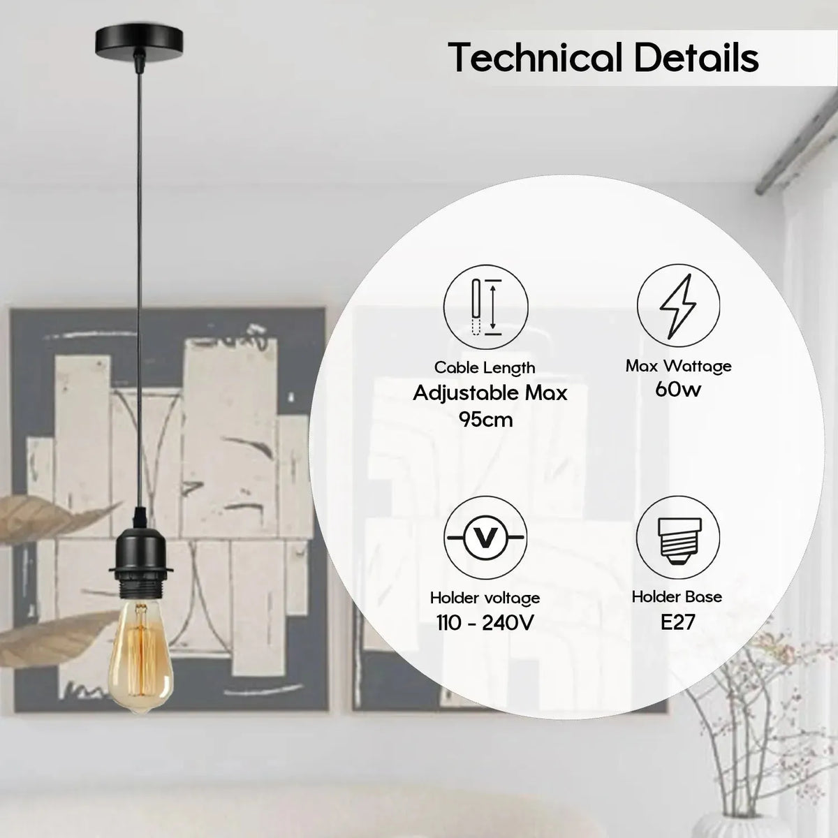 Suspensions noires E27 pour décoration industrielle