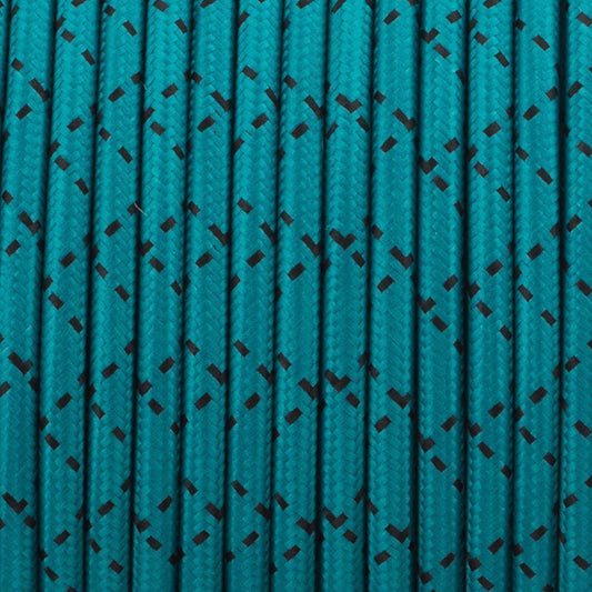 Tissu tressé Vintage rond à 2 cœurs, 5m, câble flexible de couleur bleu sarcelle et noir, 0.75mm ~ 4899