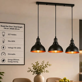 LEDSone Plafonnier Moderne 3 Lumières | Suspension Réglable | 50cm | Métal | E27 ~1561