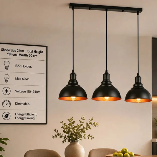LEDSone Plafonnier Moderne 3 Lumières | Suspension Réglable | 50cm | Métal | E27 ~1561