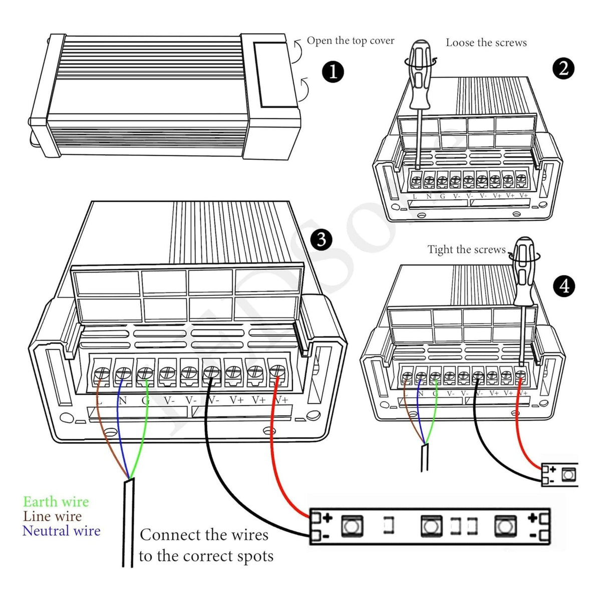 Transformateur 220V vers 12V 200W pour éclairage LED
