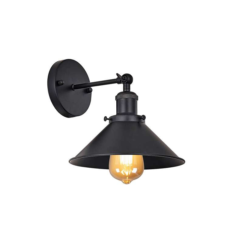 Black Cone Shade Wall Lighting Adjustable Arm