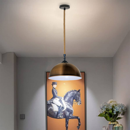 Lampe suspendue de plafond à abat-jour en métal industriel vintage ~ 5042