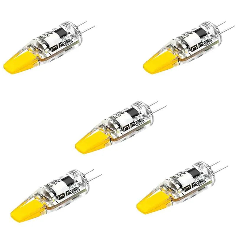 G4 COB chip 12V LED Light replace halogen bulb-5 Pack