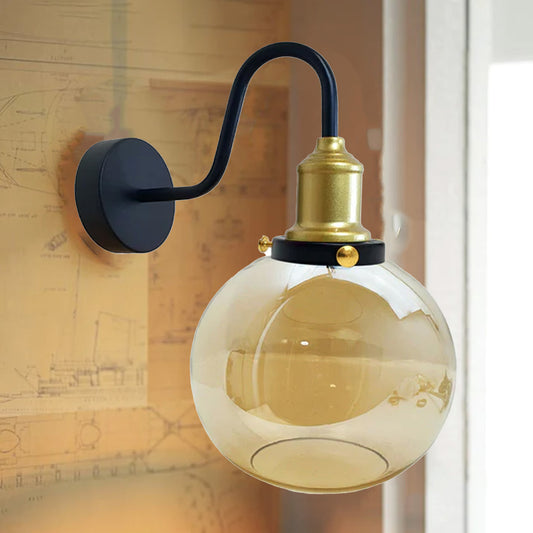 Amber glass Globe shade wall light