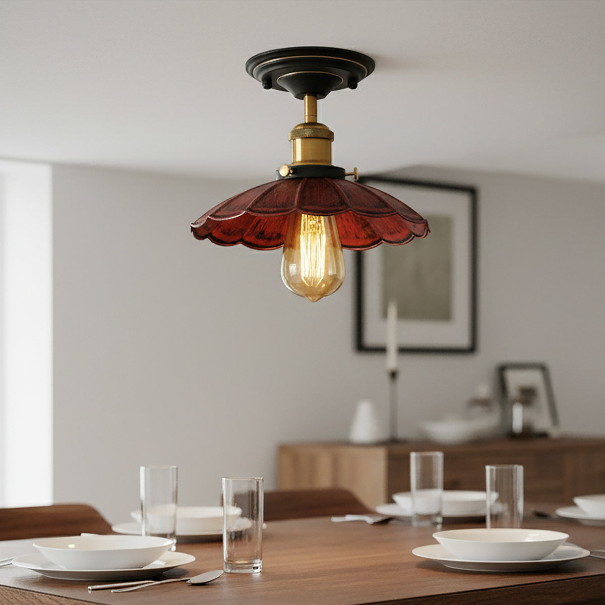 Vintage Plafonnier Industriel en Fer Métal Rétro Lampe de Plafond E27 Lumière Loft Bar