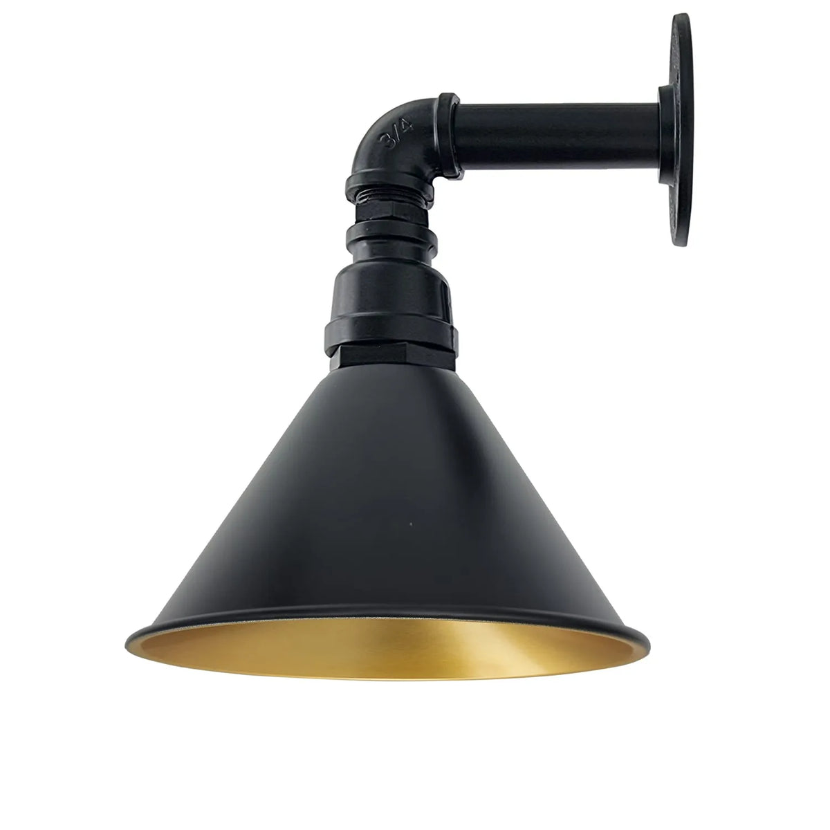 Vue latérale de la lampe murale steampunk


