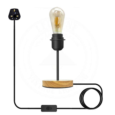 Lampe de table noire vintage prise BS avec lampe de bureau ON/OFF E27 ~ 4563 