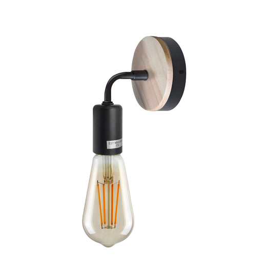 Lampe murale en bois et métal, prise industrielle, éclairage intérieur, lampes de chevet ~ 5120