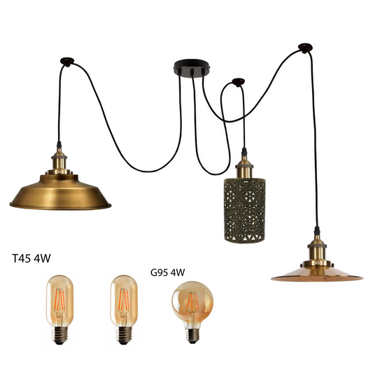 3 Kopf Araignée DIY 2m Plafond Retro Spider Lampe ~1509