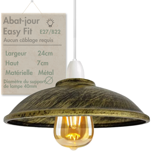 Abat jour W24cm Suspension Métal Vintage E27 B22 ~ 1501