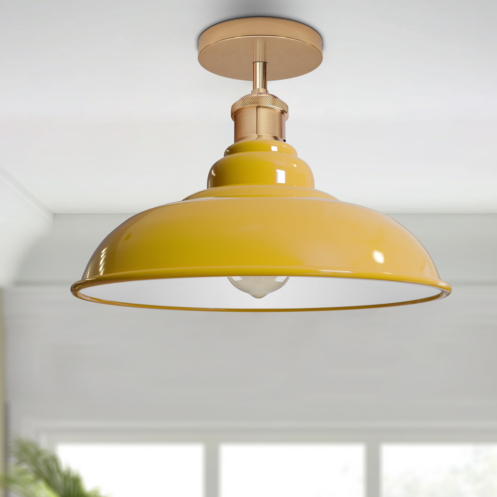 Industrial Yellow Ceiling Light Pendant