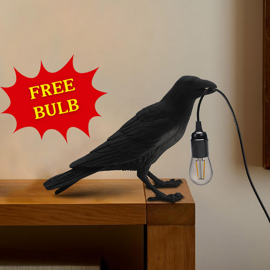 Lampes de table d'oiseau en résine en forme de corbeau noir/lampe de bureau ampoule gratuite ~ 4780 