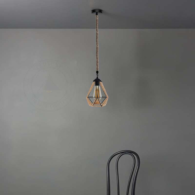 Hemp Rope Pendant Light Vintage Retro Loft Industrial Hanging Lamp-App 3