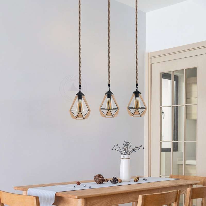 Hemp Rope Pendant Light Vintage Retro Loft Industrial Hanging Lamp-App 4