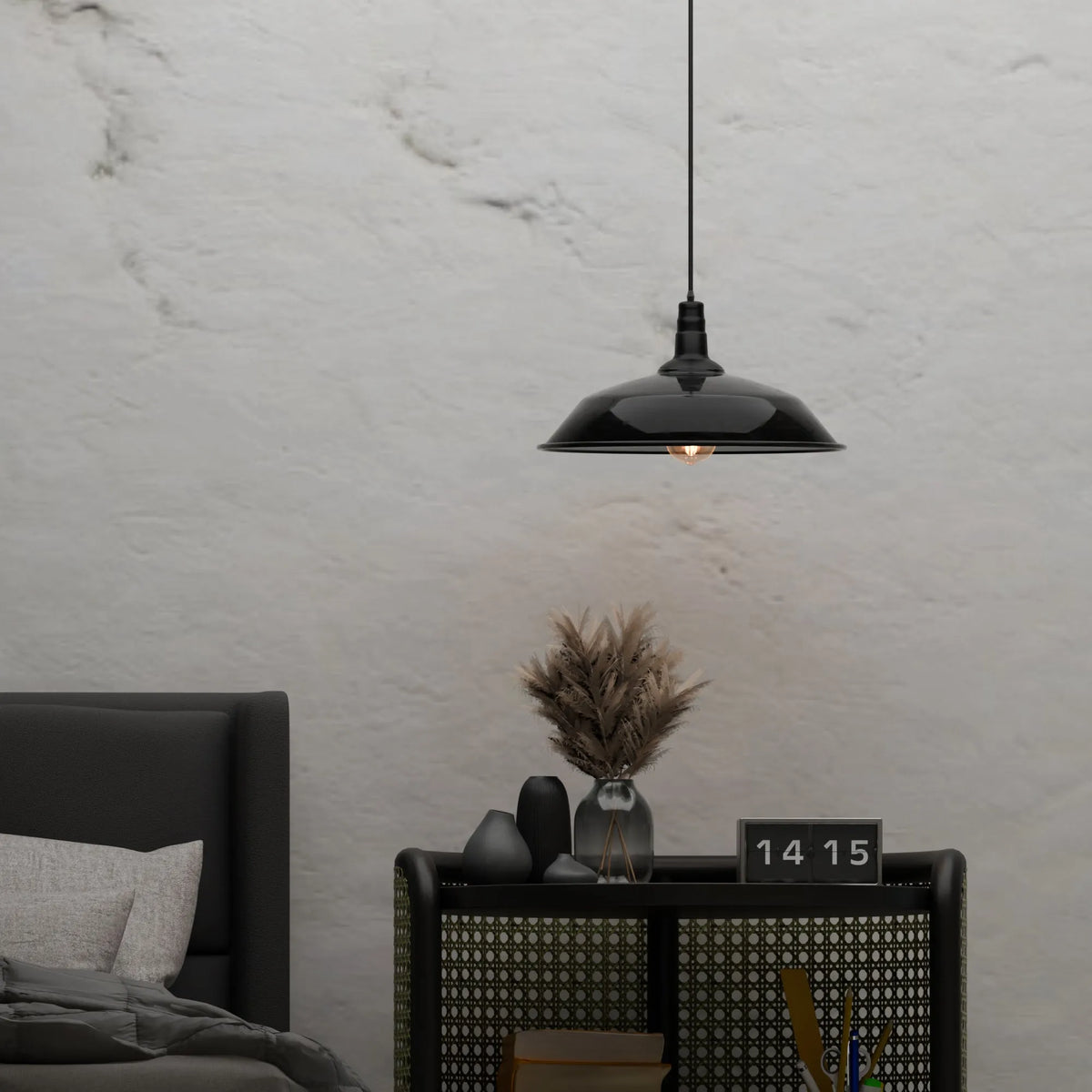 abat jour suspension metal Noire