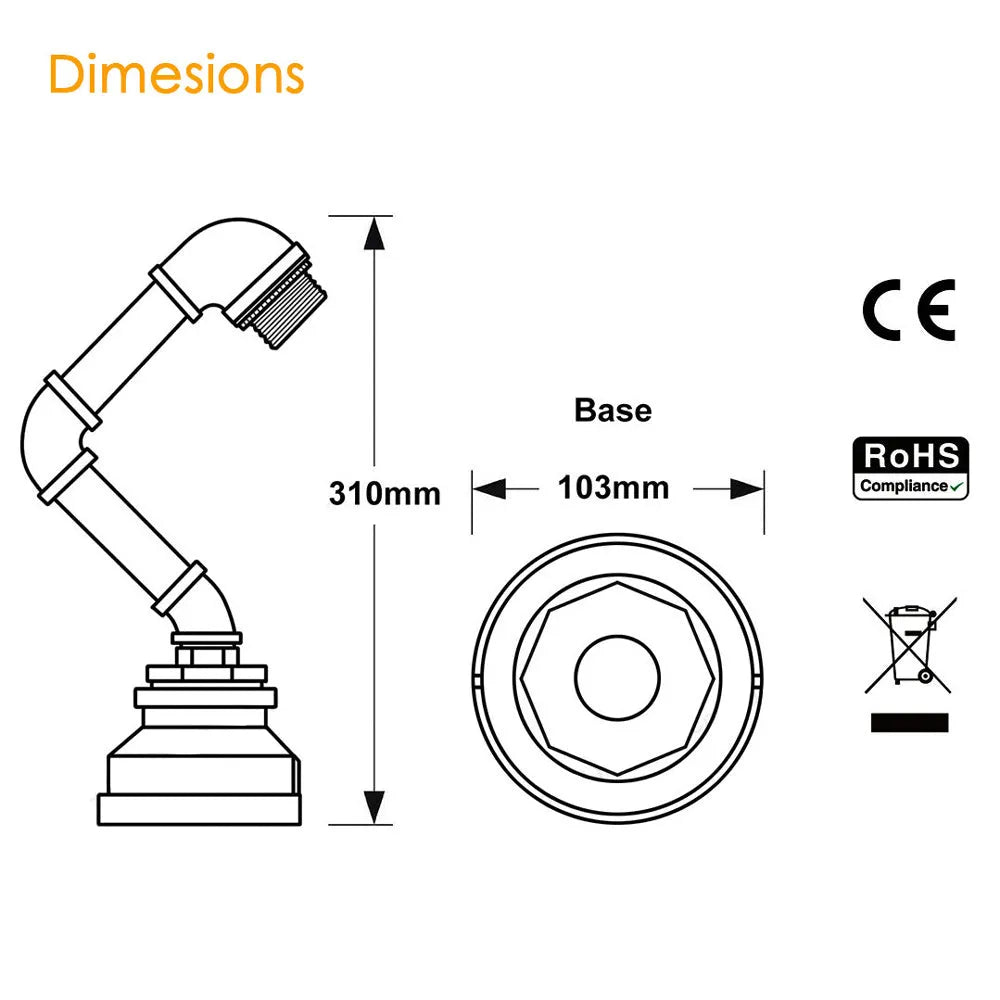 acheter lampe bureau industrielle, lampe pipe table pas cher