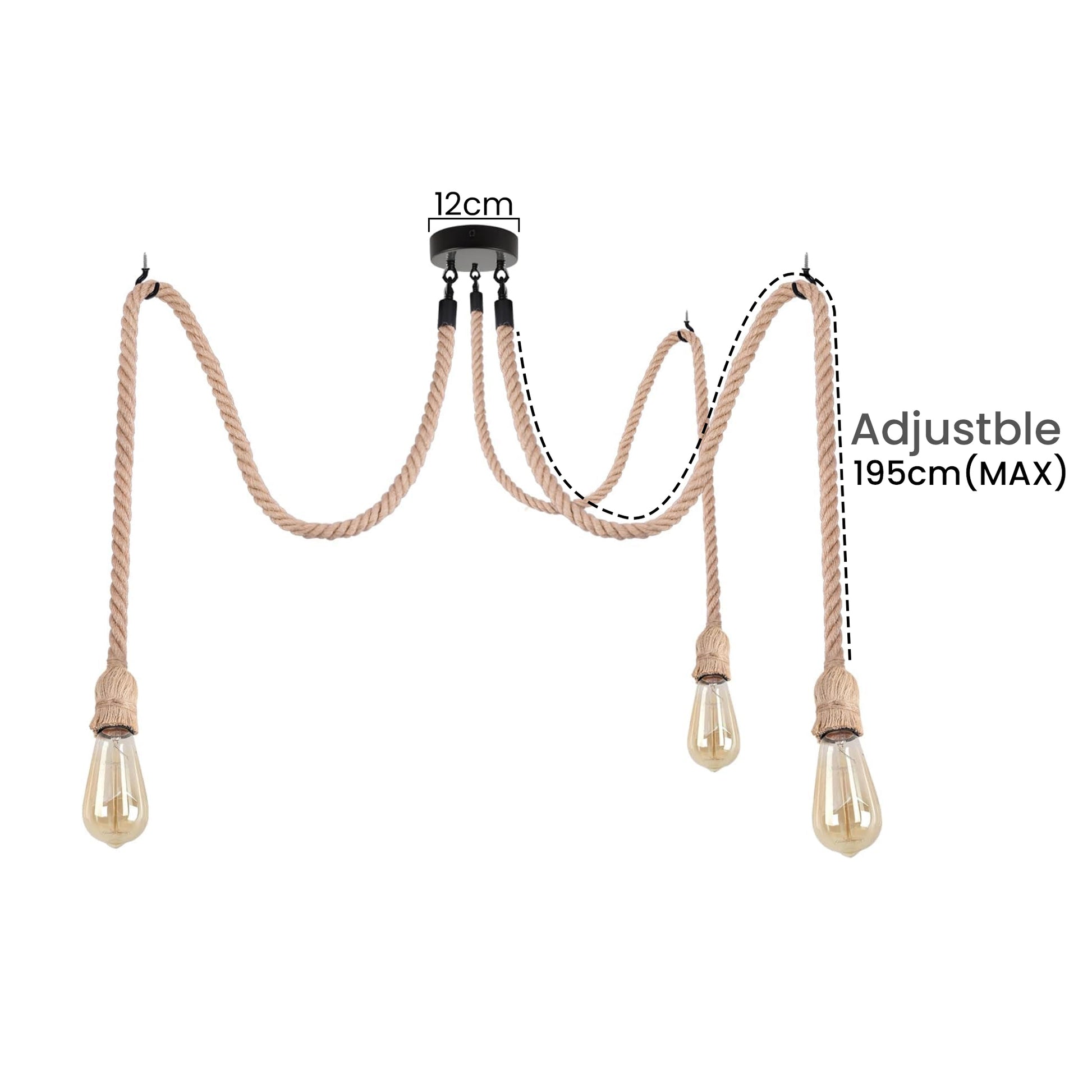 adjustable hemp rope light