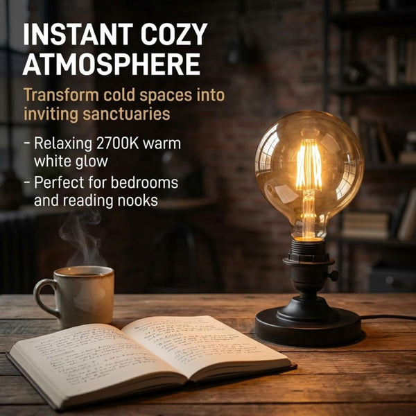 Ampoule LED Vintage G125 E27 8W Dimmable – Grand Globe Ambré Filament Edison