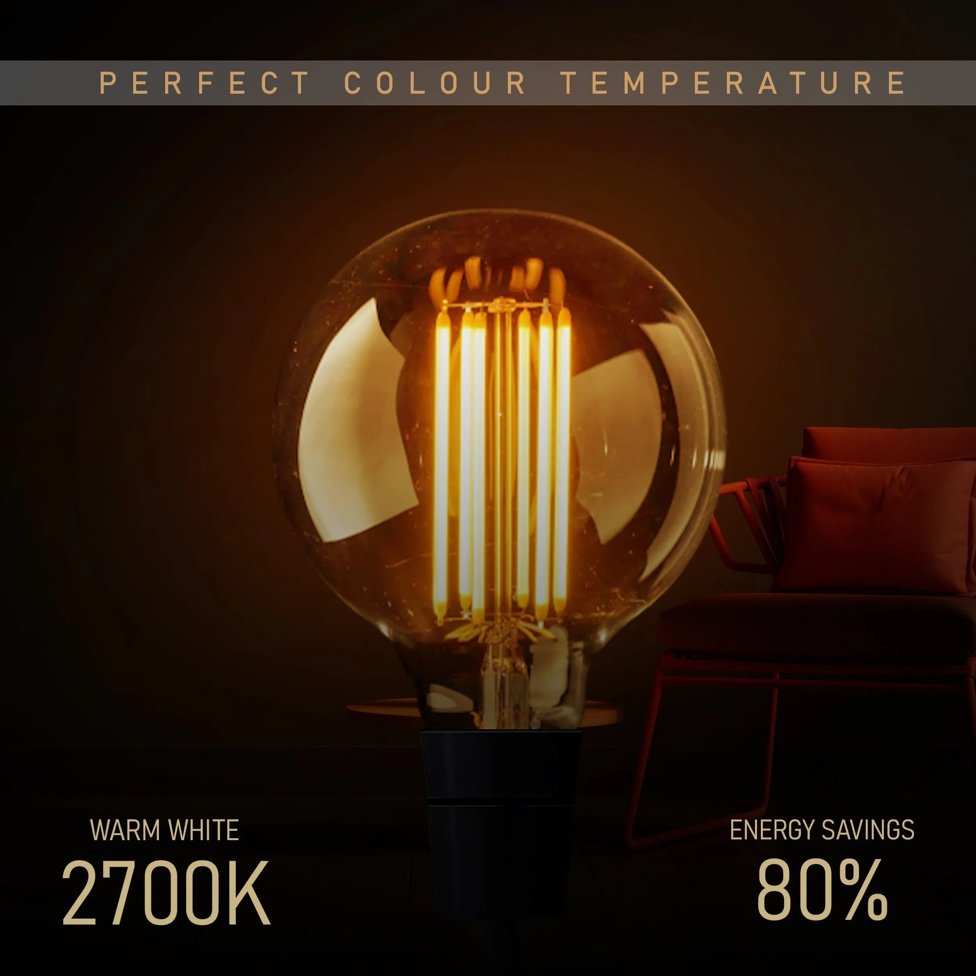 ampoule LED vintage G125 E27, ampoule LED globe ambré 8W, ampoule LED E27 dimmable globe vintage