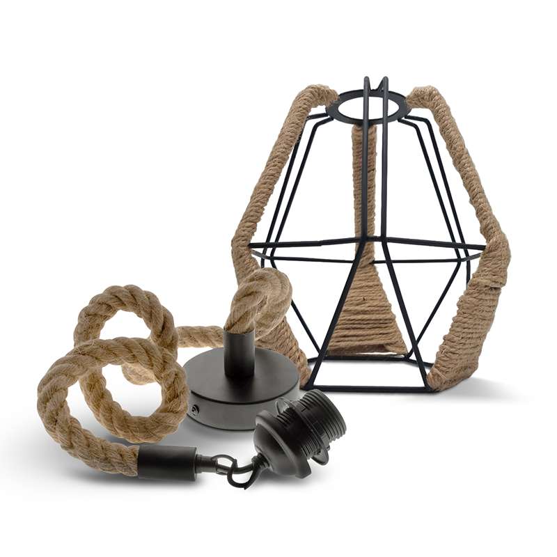 Hemp Rope Pendant Light Vintage Retro Loft Industrial Hanging Lamp