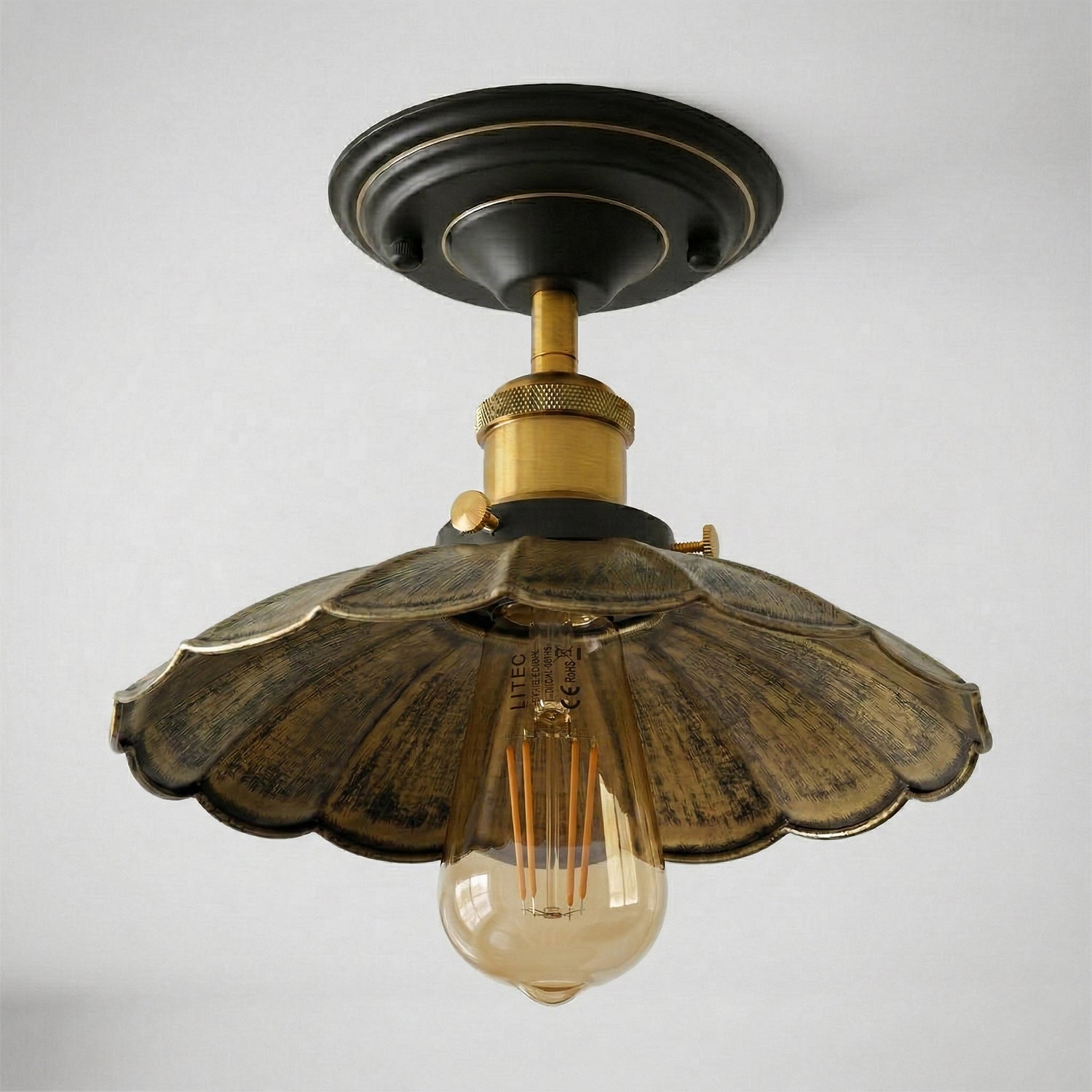 Vintage Plafonnier Industriel en Fer Métal Rétro Lampe de Plafond E27