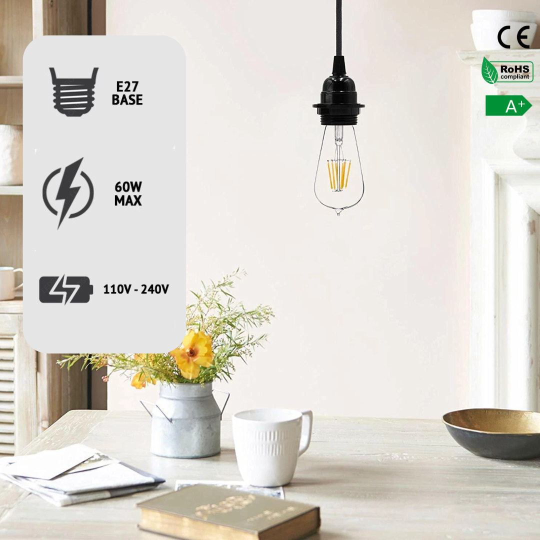 cable suspension luminaire noir