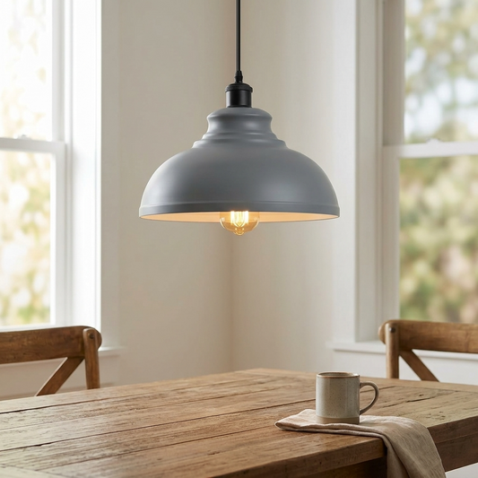LEDSone Suspension Luminaire Industriel - Lustre Rétro Métal Gris ~2117