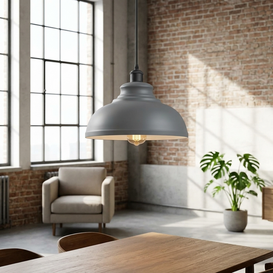 LEDSone Suspension Luminaire Industriel - Lustre Rétro Métal Gris ~2117