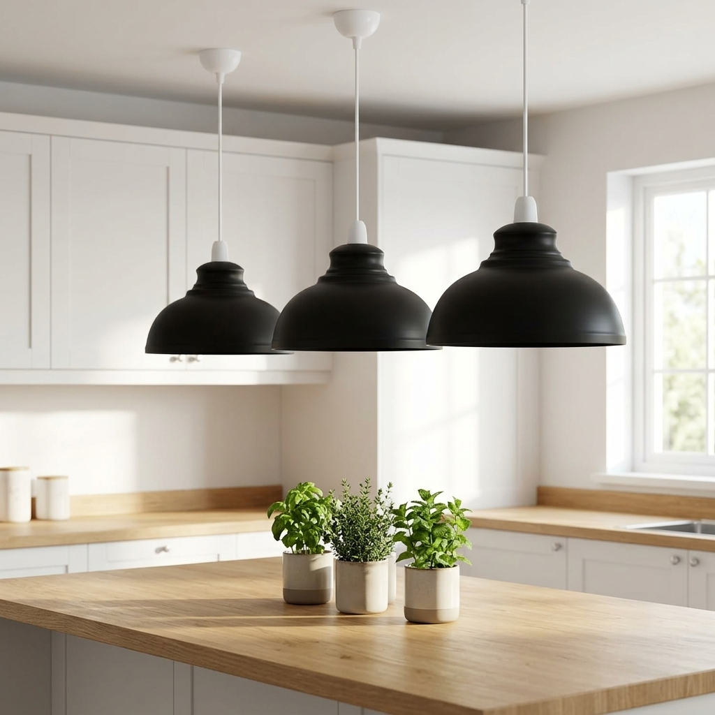 Lot de 3 Abat-jours de Plafond en Métal Noir Vintage 29cm