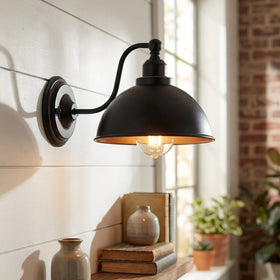 LEDSone Applique Murale Industrielle Vintage LED Rétro Métal E27 Abat-Jour Dôme ~1508