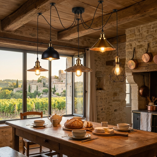 Suspension Araignée 5 Fils E27 – Lustre Araignée Industriel 2m Réglable ~1542