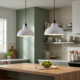 LEDSone Lot de 2 Suspensions Métal Vintage Dôme 29cm | Luminaire Cuisine E27 ~2272
