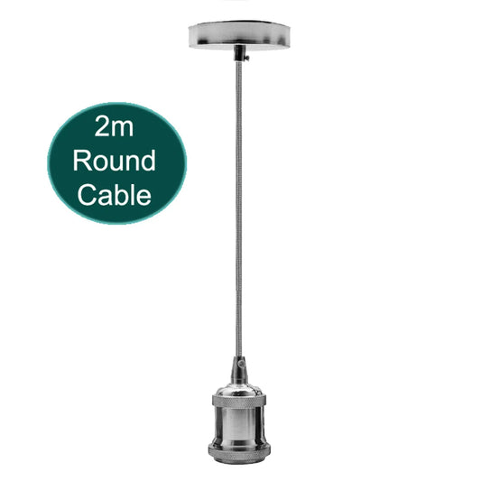 e27 cable suspension luminaire 2m câble textile Chrome