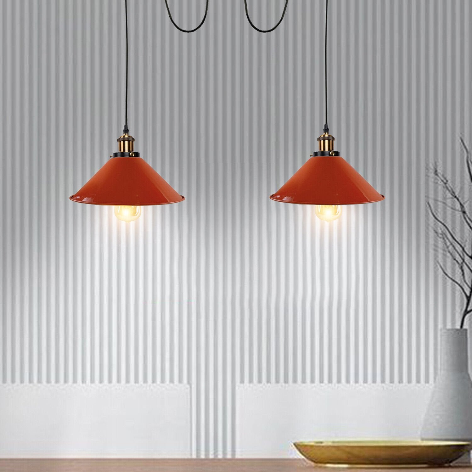 Orange Cone Shade 2 Way Ceiling pendant Light