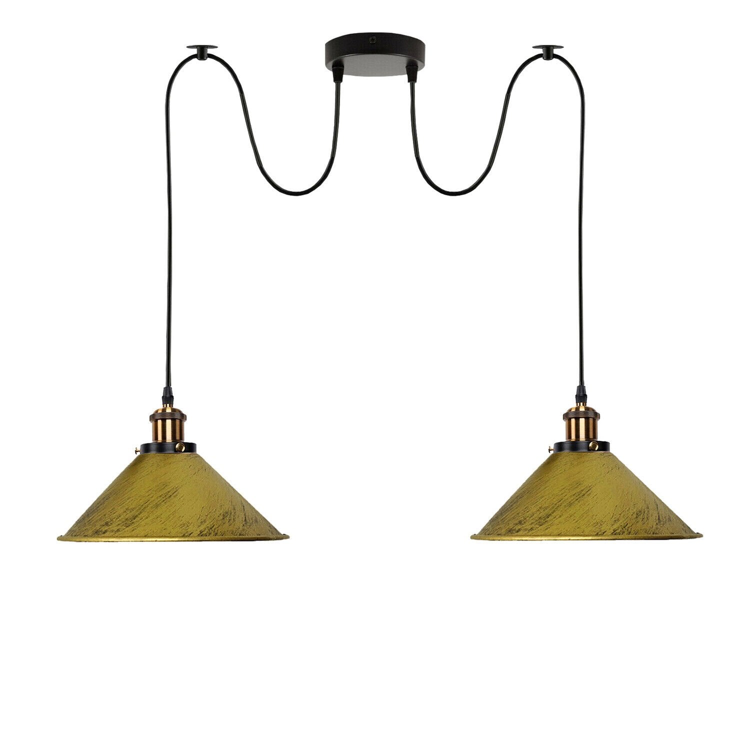 2 light metal cone shade ceiling pendant Lights