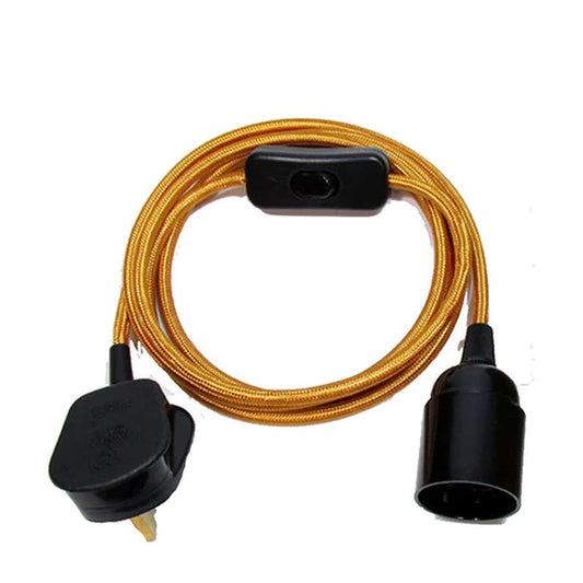Câble flexible en tissu de 4m, couleur or Rose britannique, ensemble de lampes suspendues, support d'ampoule E27 + interrupteur ~ 3753