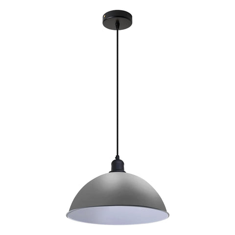 Lampe simple en métal avec abat-jour en dôme suspendu réglable ~ 5314