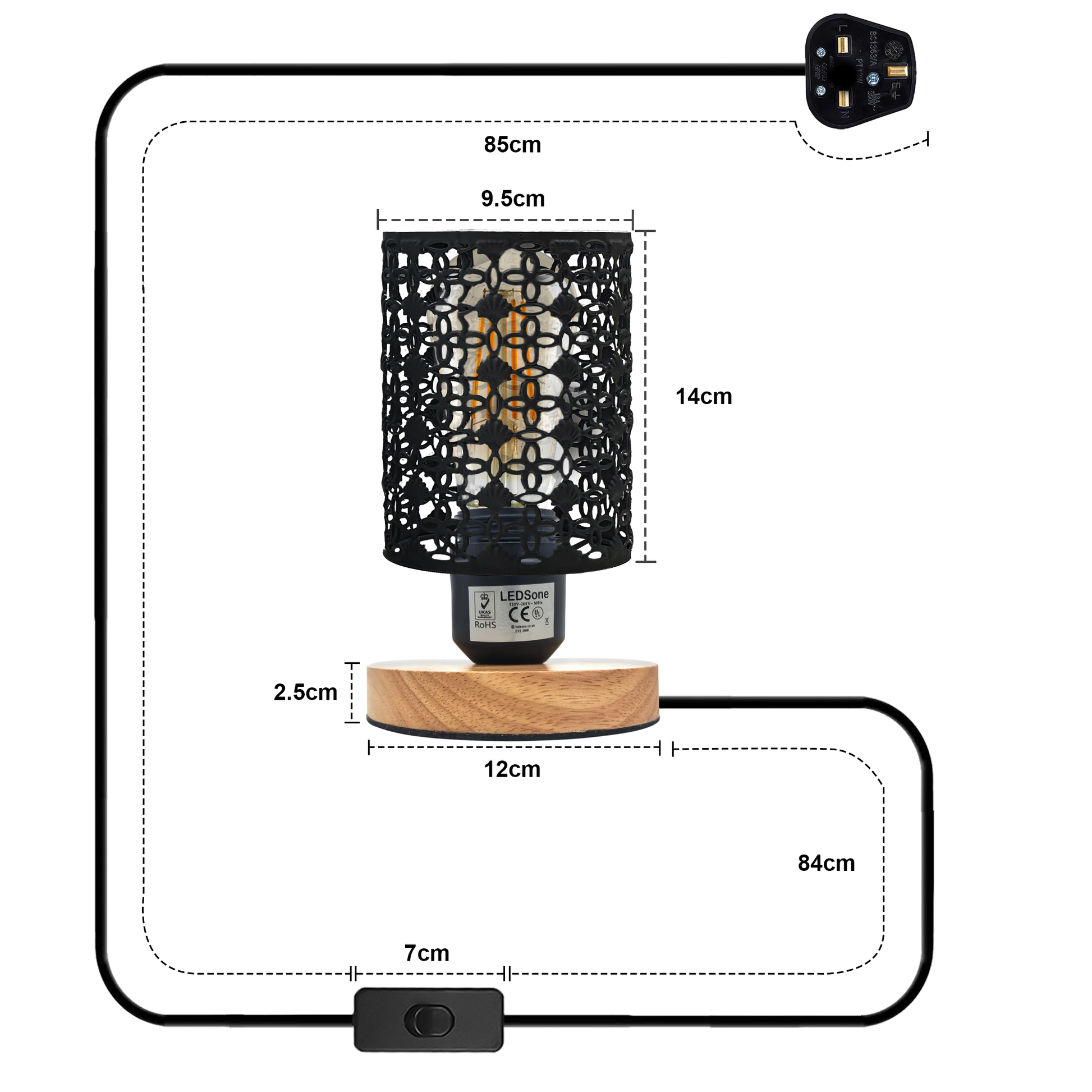 On/Off Switch Metal Wire cage Table Lamp Light