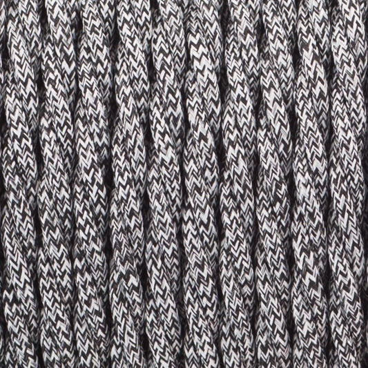 Câble flexible en tissu électrique Vintage, 10m, 3 cœurs torsadés, noir et blanc, multi-tweed, 0.75mm ~ 4877