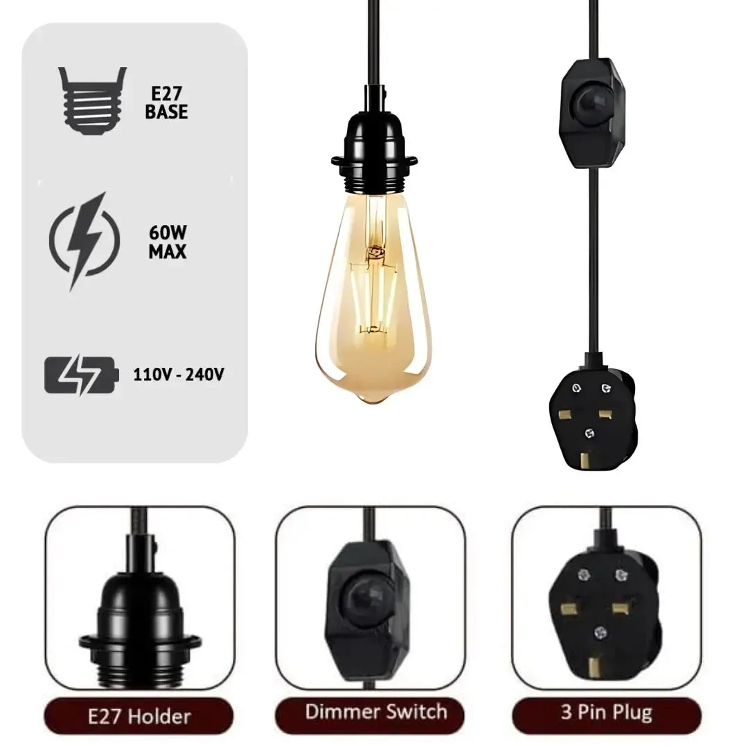 kit lumière pendentif vintage avec prise