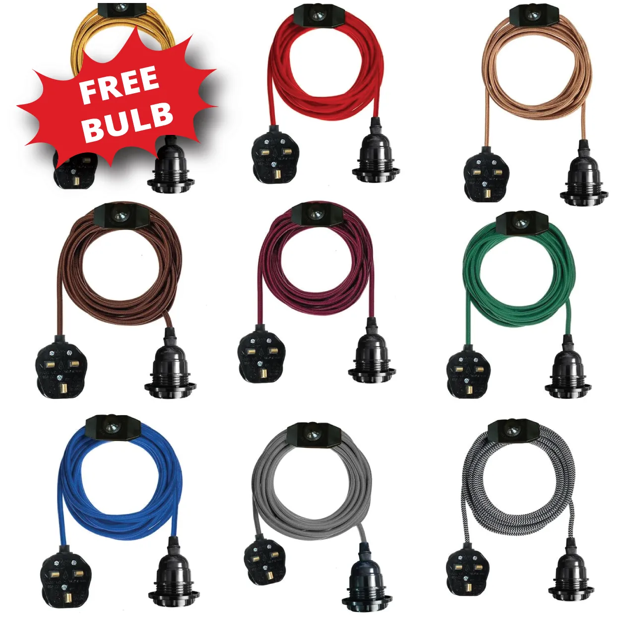 kit suspension E27 2 m avec câble textile