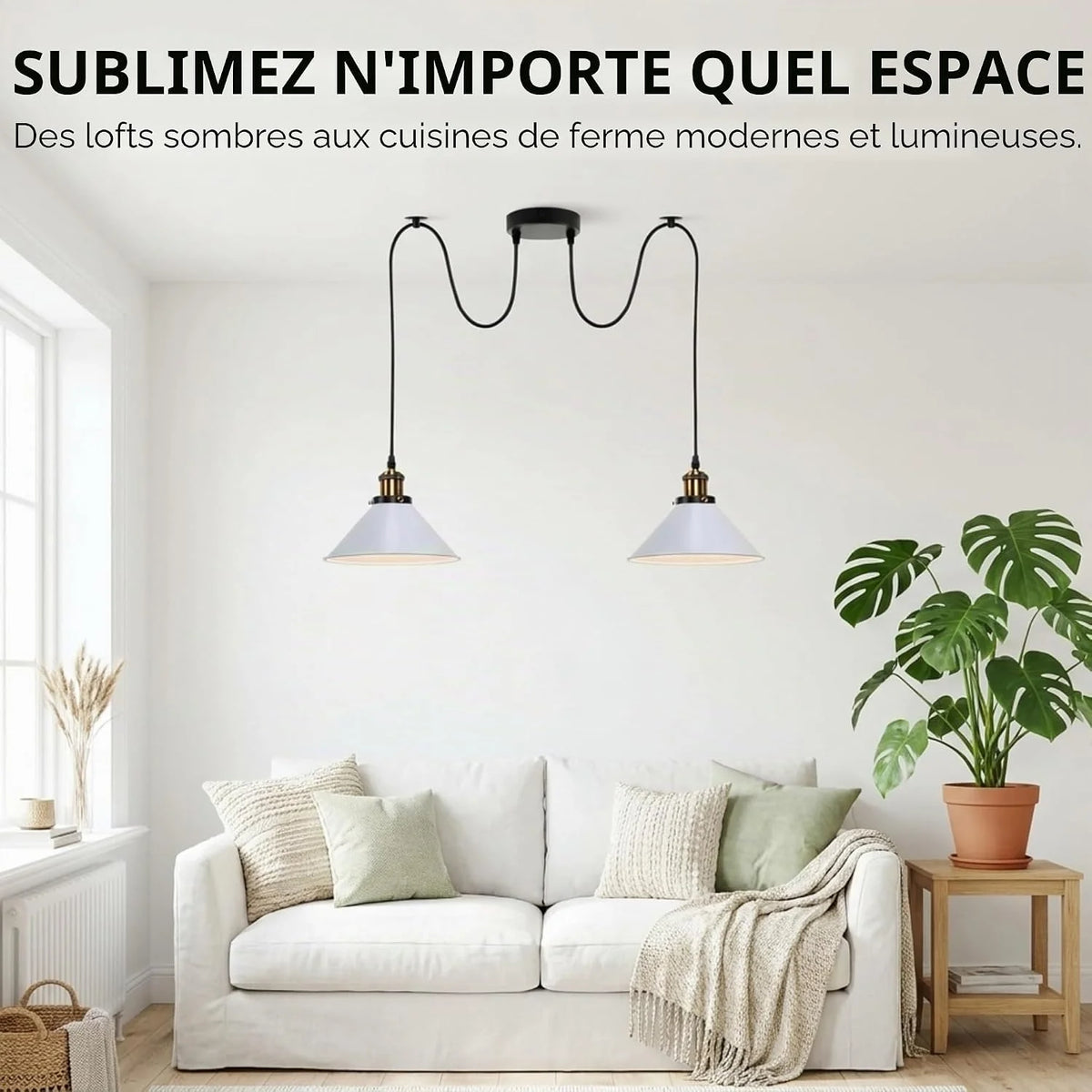 Lampe araignée blanche au design moderne