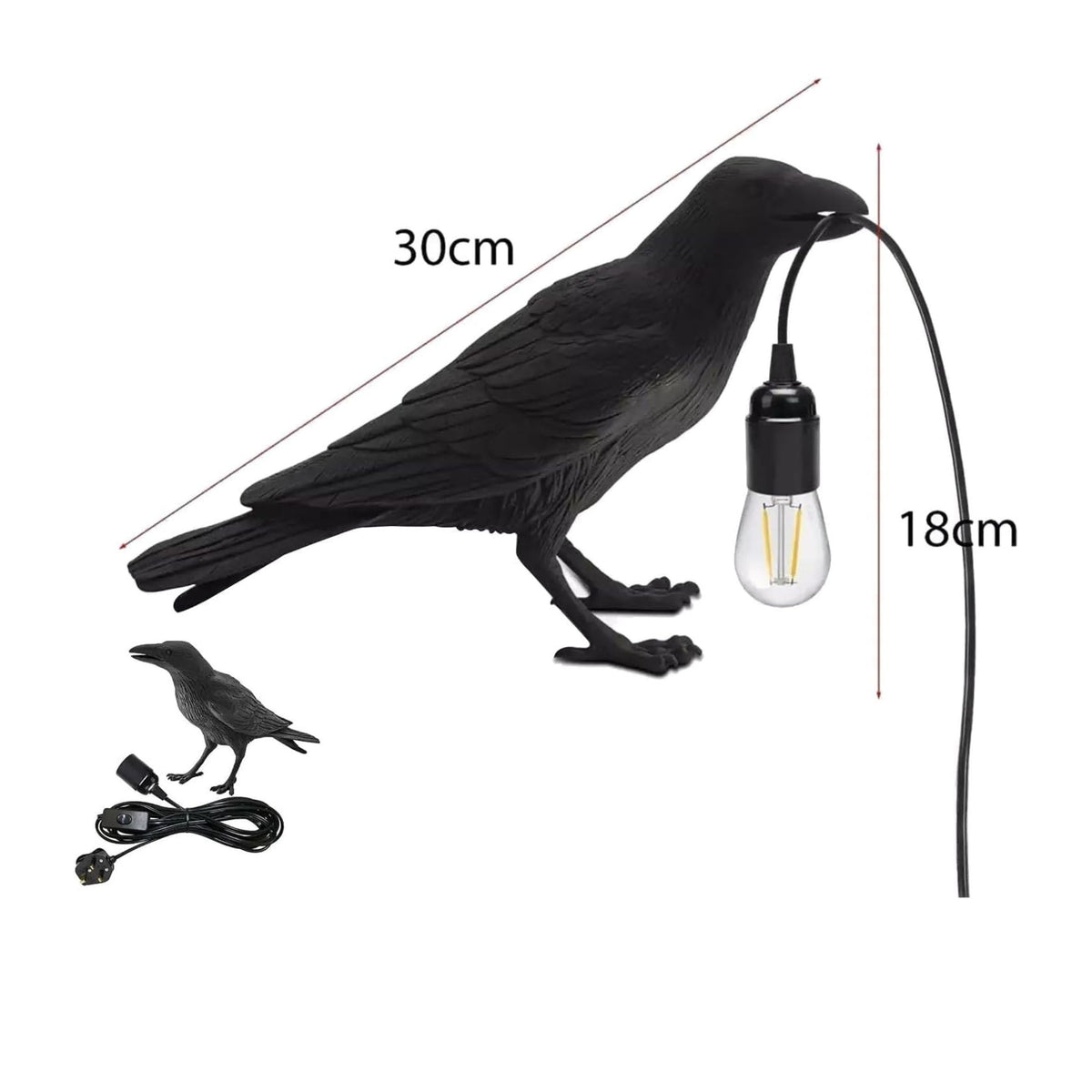 Lampe de chevet corbeau noire