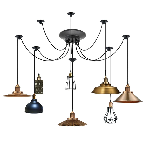 Lampe suspendue araignée 2m 8 voies