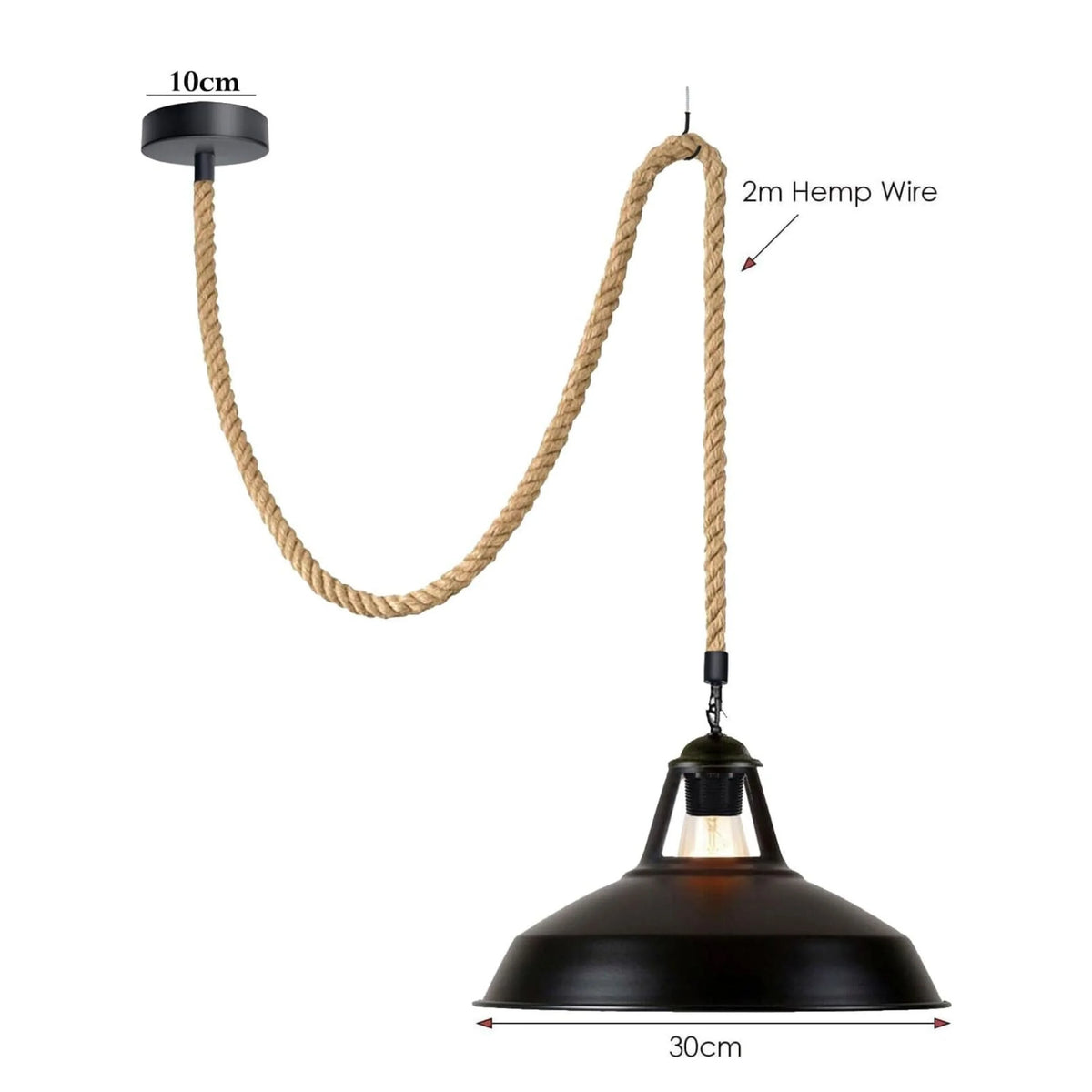 Luminaire en corde de chanvre style industriel