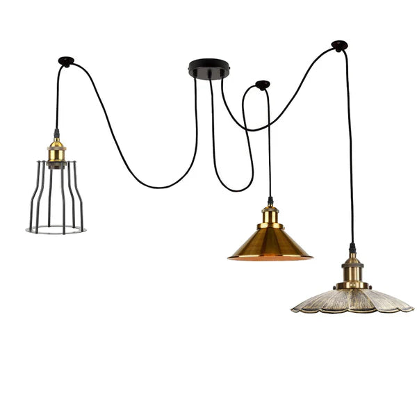 luminaire 3 fils, plafonnier araignée, suspension E27 réglable