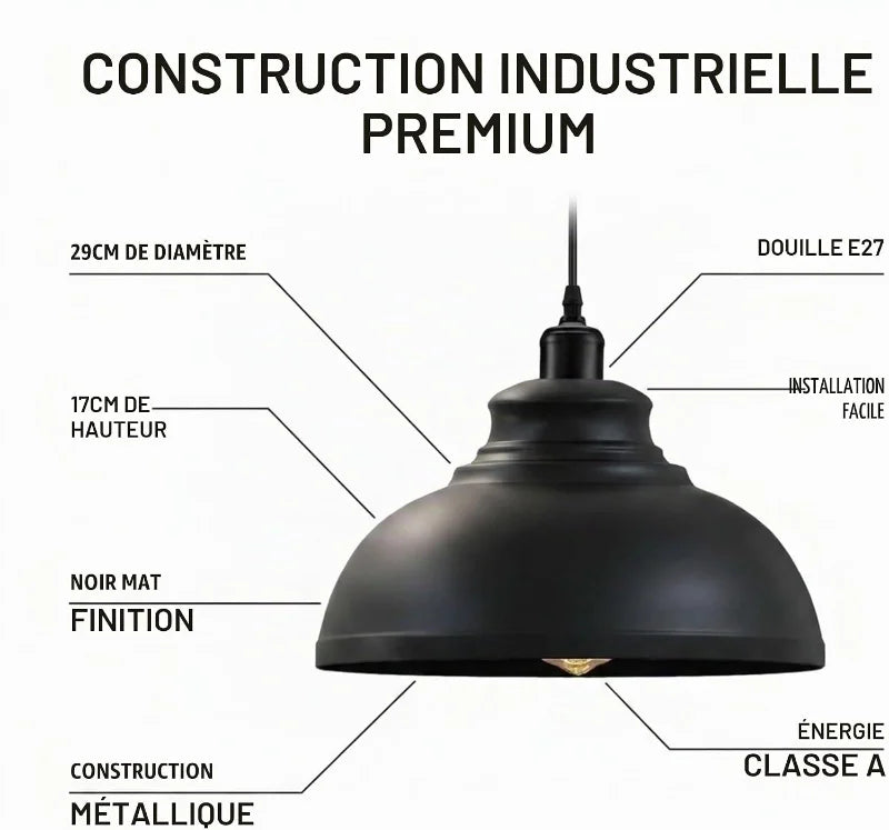 luminaire design industriel Noir