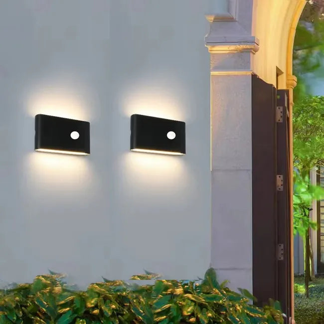 Applique murale LED en aluminium avec détecteur de mouvement, applique extérieure, indice d'étanchéité IP65, pour jardins, salons, escaliers,12W, noir