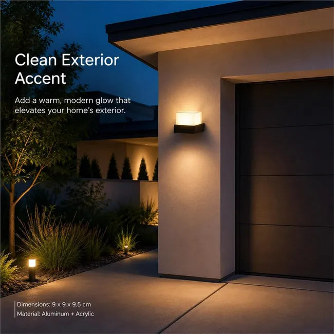 Applique Murale Carrée M 7W, Lampe LED Extérieure IP54 Simple Tête pour Jardin